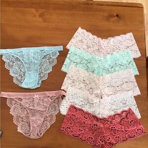 NWOT, Lot of 7, La Vie En Rose Cheeky panties and bikini, Large